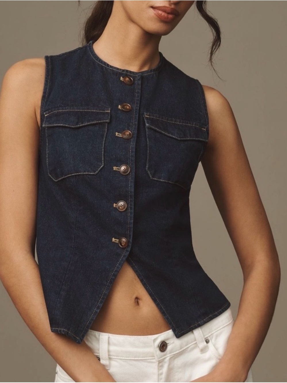 Anthropologie x Mare Mare Tailored Denim Vest- size XXS